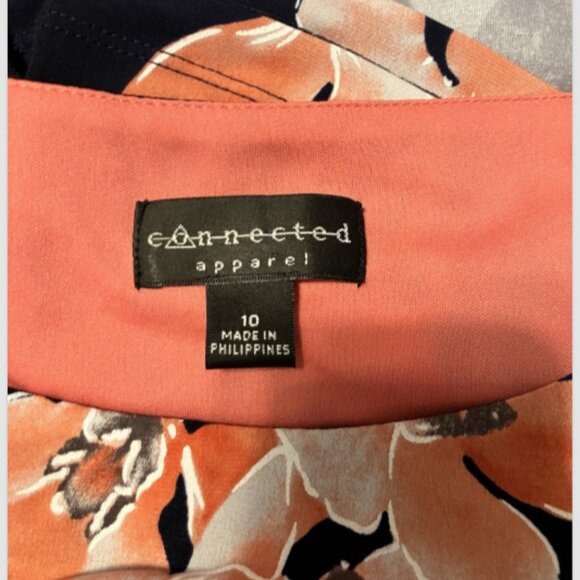 Connected Apparel Ladies Size 10 Multicolor Floral Short Sleeve Wrap Style Dress - Picture 13 of 16